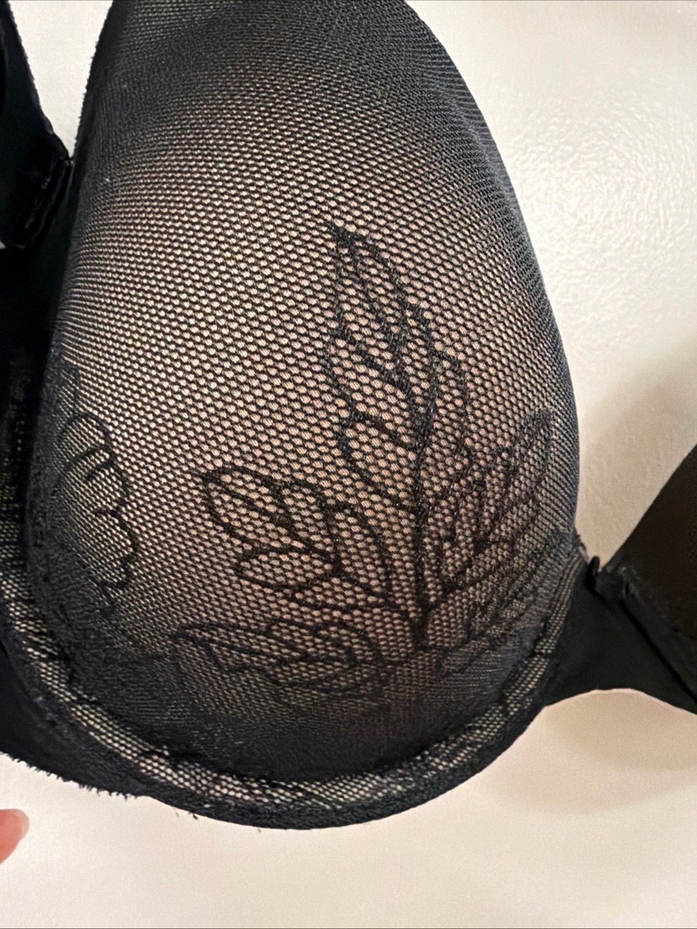 Warner's Black Lace Demi Bra with Floral Mesh